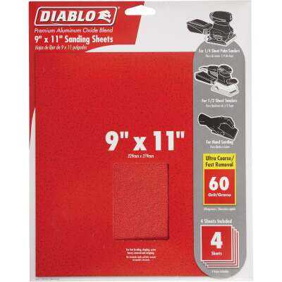 Diablo 9 In. x 11 In. 60 Grit Ultra Coarse Sandpaper (4-Pack)